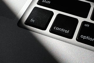 MacBook Keyboard showing FN key and control key