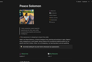 A screenshot of the writer’s design portfolio