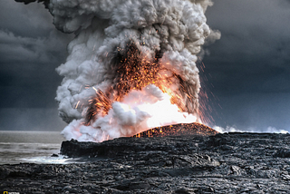 Lava Explodes into the Ocean, Hawaii