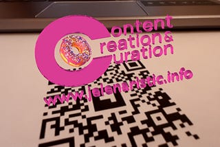 Pink 3D logo hovering above a QR code