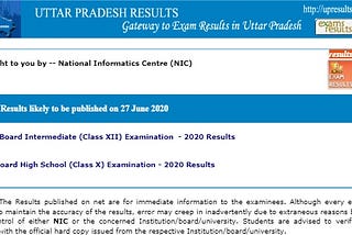 UP Board Result 2020 Link to be activated