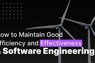 How to Maintain Good Efficiency and Effectiveness in Software Engineering