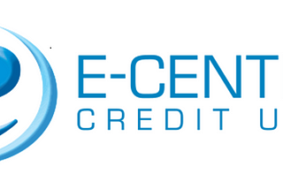 E-Central Credit Union logo in blue (broken circle enclosed letter ‘e’)