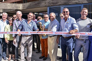 Walking the Palm Springs rainbow carpet to dedicate a new home for the LGBT Community Center of the…