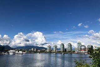 View of Vancouver on a sunny spring evening