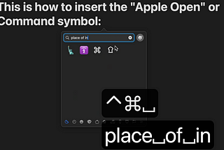 HOWTO Type the Apple Command ⌘ Symbol (and ctrl ⌃, option ⌥, shift ⇧)