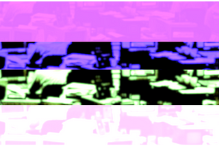 Abstract image of blurry bands of colour: top bright pink, purple, green, light pink. In a black box in top right text reads: “Fail.”