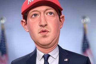 IMAGE: An AI-generated image of Mark Zuckerberg looking stupid and with a MAGA hat