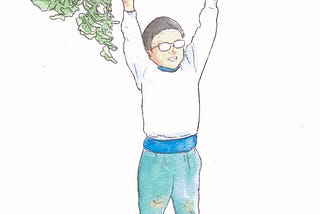 A kid carrying daikon