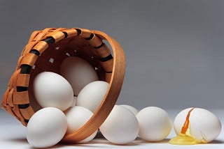All your eggs in one basket, having fallen out and cracked