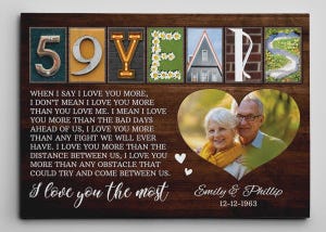 59th Anniversary Letter Art with Photo Canvas Print