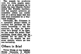 Harsh Criticism to Ornette Coleman’s “This is Our Music”