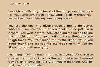 A Letter to My Brother