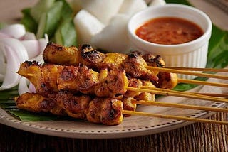 Roasted kebabs from Southeast Asia and delicious Satay