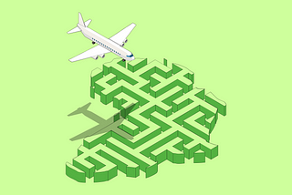 Issues facing business travel in Africa. Africa as a maze with an aeroplane above it.