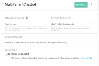 Create a new agent and name it.