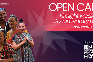 A promotional image for Firelight Media’ Documentary Lab Open Call with a link to the application at bit.ly/doc-lab