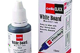 Cello White Board Marker Ink — Black (Pack of 10 Bottles- 15ml Each)