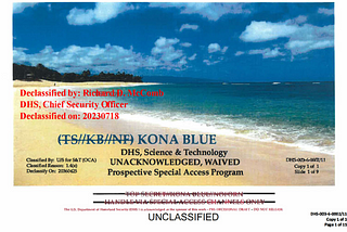 Mysterious Government UFO Program “KONA BLUE”
