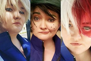 My Hero Academia Cosplays (Left to Right): Katsuki Bakugo, Izuku Midoriya, Shoto Todoroki