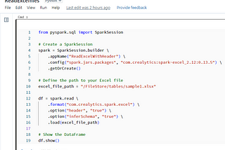 How to Read Excel files using pyspark in Databricks?