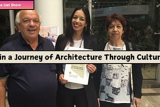 Liat Portal with her parents at her MBA graduation ceremony at Tel Aviv University. Liat is holding her diploma while standing between her father, wearing a navy polo shirt, and her mother, dressed in a patterned blouse with a black cardigan. The background shows a university setting with people attending the event.