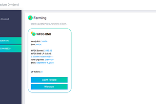 WFDC-BNB Yield Farming Extended to September 1, 2021
