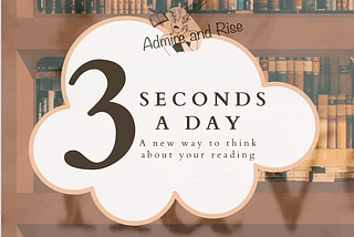 cloud titled, “3 seconds a day, a new way to think about your reading” floating on a bookshelf, words flashing on the screen