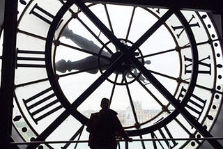 Author contemplating time in Paris 2015