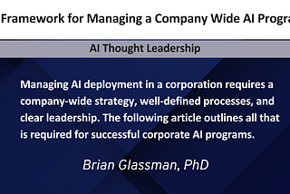 A Framework for Managing a Company Wide AI Program