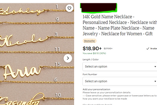 Necklaces that appear to be solid gold but the description reveals that they are actualy gold-plated