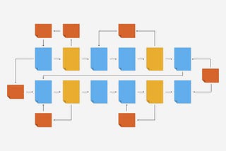 Colorful abstract diagram showing many connected pieces of data in a process flow