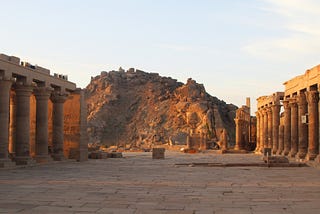 The collonade at Philae Temple in Aswan, Egypt