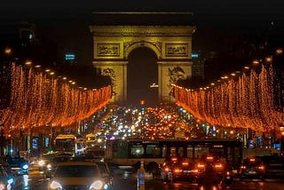 Photo of Parisian traffic by Kab Visuals via Pexels: https://www.pexels.com/photo/road-traffic-at-night-on-paris-road-6138301/