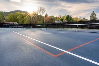 Pickleball during fall season! Perfect sport for families.