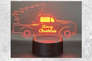 Personalized Farmhouse Christmas Truck Christmas Tree LED Night Light. Personalize With Your Message.
