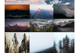 A collection of natural images such as the ground of a forest, desert extending higher through the natural layers of our existence (moving through the trees, to the mountains, sky, then stars) showing our place in this reality of current.