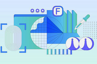 This image is an illustration of design tools like fonts, a color eyedropper, grids, and more.