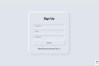 Signup Web page in neomorphism