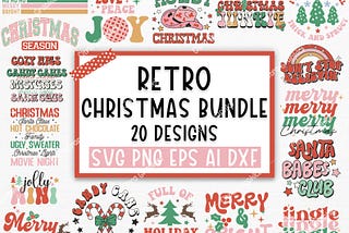 Retro Christmas SVG Bundle, Christmas Retro Svg, Funny Christmas Svg, Christmas Shirt Svg, Merry Christmas Svg, SVG files Cricut Silhouette