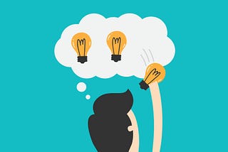 Illustration of a person with a think bubble above their head. Inside the think bubble is 3 light bulbs that symbolise ideas or problem solving. The person is adding the third bulb to the thinking box to symbolise that they have solved something.