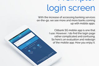 A simpler login screen for Citibank mobile app