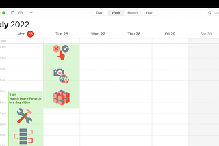 calendar event to watch learn PyTorch in a day video broken down into five different sections