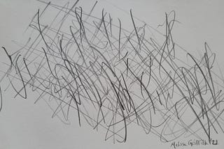 Scribble pencil sketch intended to illustrate the chaos of migraine