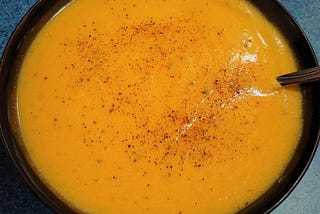 Bowl filled with sweet potato soup