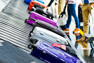 luggage on an airport carousel