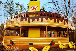 An image shows the Eggo House of Pancakes, a breakfast-themed vacation rental, that will be open to vacationers in March 2024 for three-night stays. The rental is in Gatlinburg, Tenn., the pancake capital of the South.