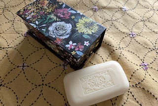 Photo of a music box with a bar of soap