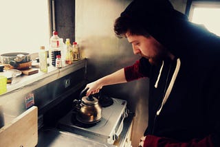 Picture of me doing breakfast in Tokyo share-house I was living in while working @ Mangaido.com