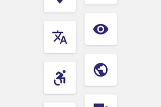 A set of accessibility-related icons.